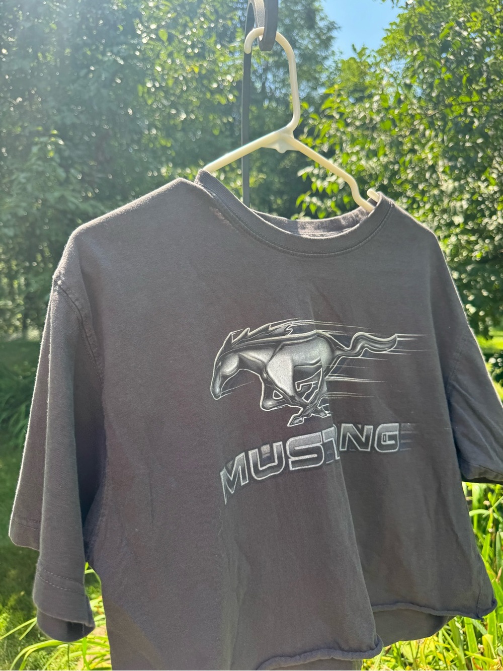 Mustang Graphic Tee in Washed Black